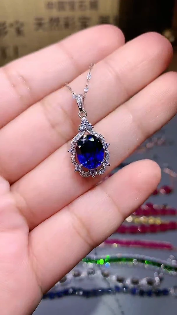 【闪购商品】蓝宝石颈饰银S925镶嵌.