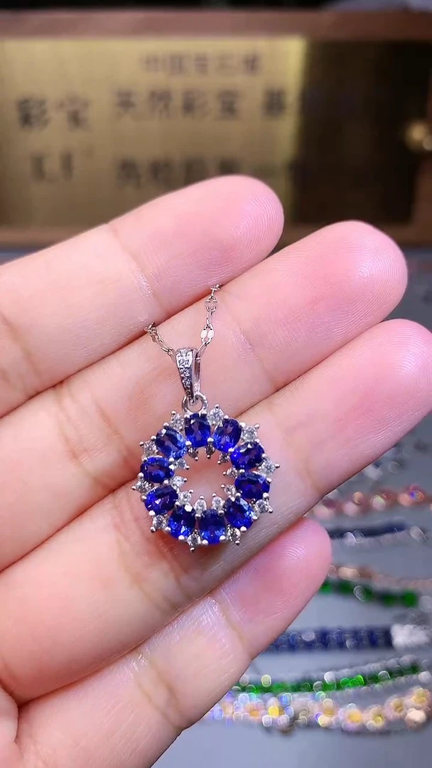 【闪购商品】蓝宝石颈饰银S925镶嵌.