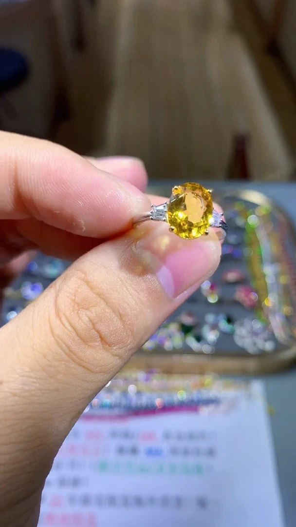 【闪购商品】黄晶戒指银S925镶嵌2