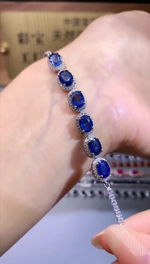 【闪购商品】蓝宝石手链银S925镶嵌0000