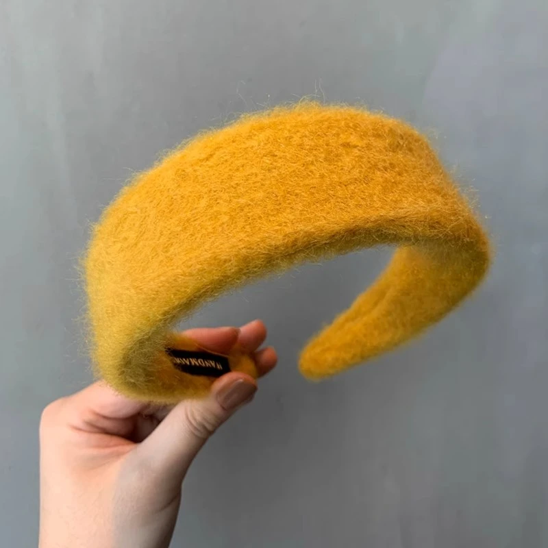 糖果色毛绒绒发箍~ins韩国秋冬纯色宽版头箍日系百搭压发头箍发饰