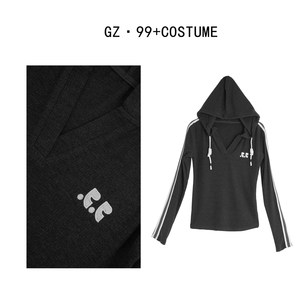 小九推荐  释义慰力 秋季新款时尚百搭织带针织帽衫-T9910