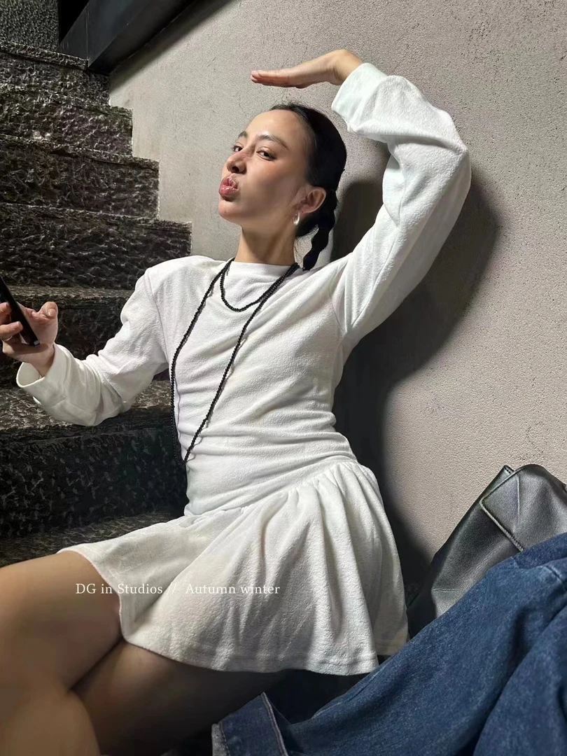 DG新款 简约洋气百搭款辣妹风连衣裙7357