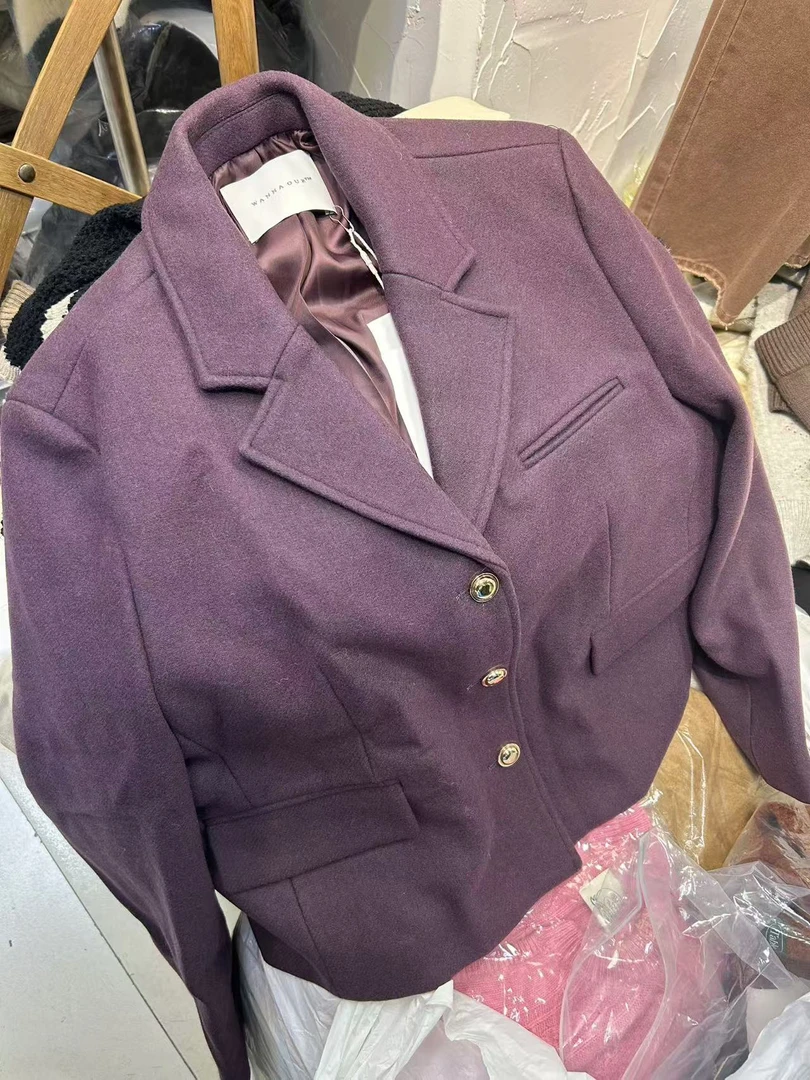 紫色羊毛西装 太爱啦 气质款