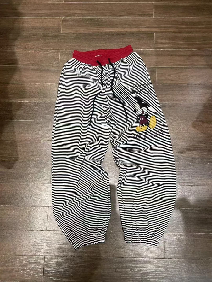 DUODUO新款 腰部拼色条纹米奇卫裤852