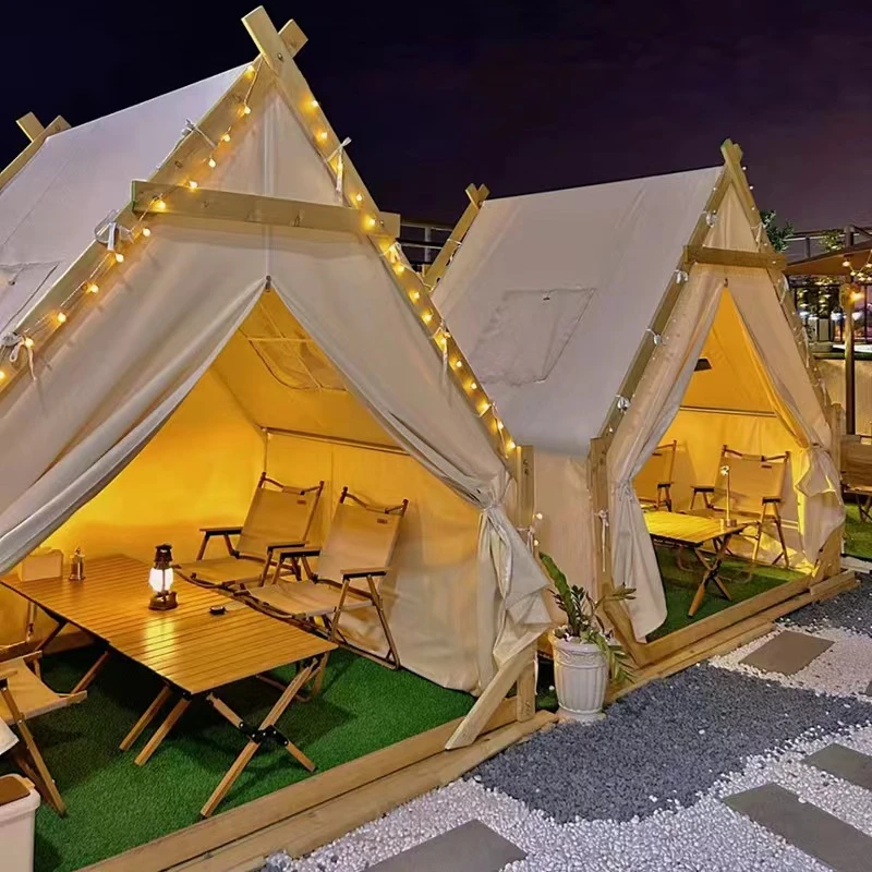 木屋网红三角木屋餐饮帐篷防风山庄烧烤防雨民宿露营地星空房帐篷