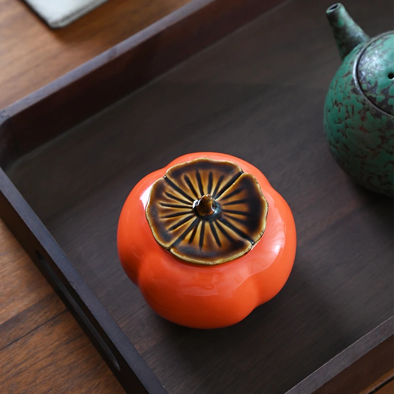 【拍一发二】众琛叔叔柿柿如意柿子茶叶罐中式陶瓷便携密封罐P200