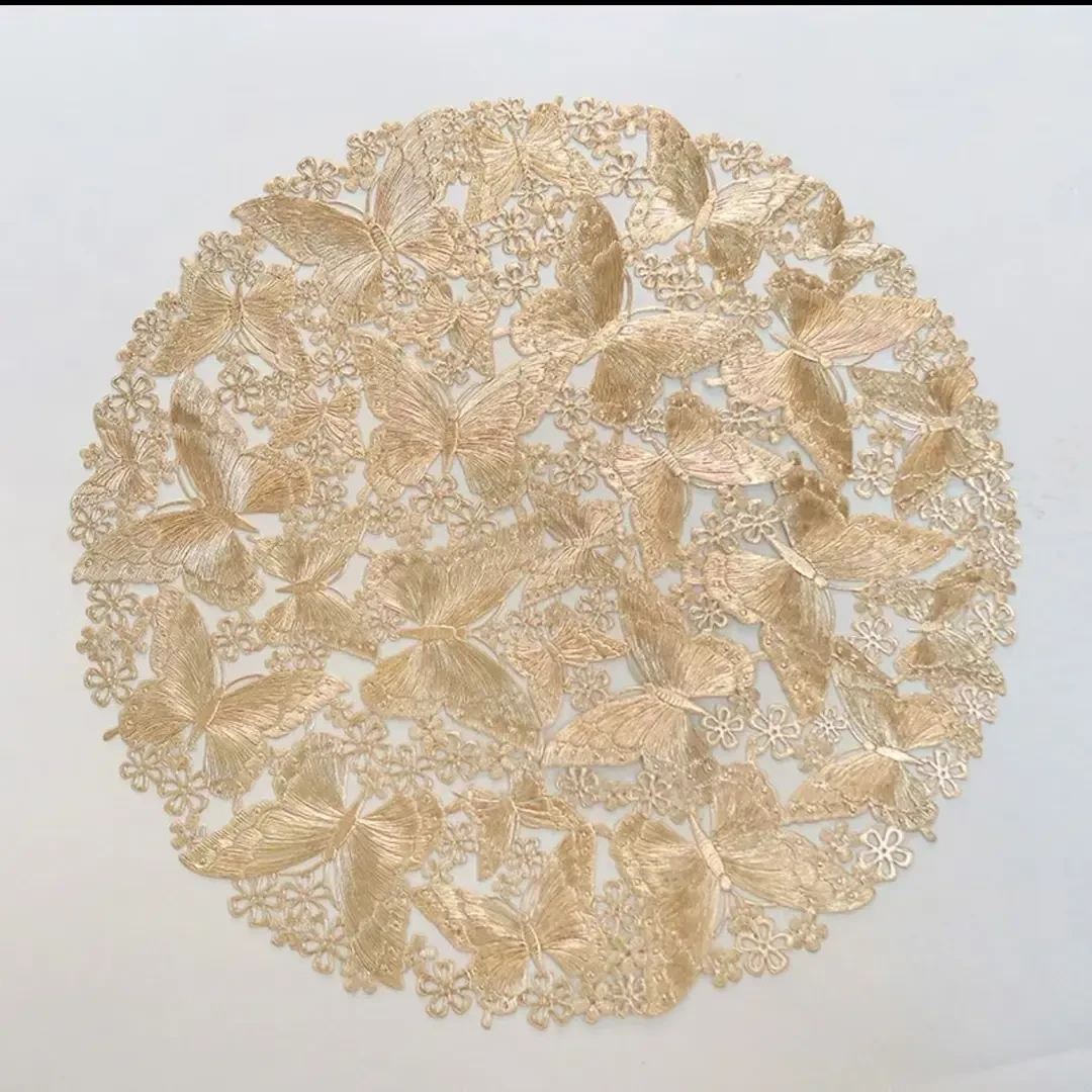 【2只装】蝴蝶简约高级轻奢美式吸水防滑垫pvc入户镂空垫蝴蝶餐垫