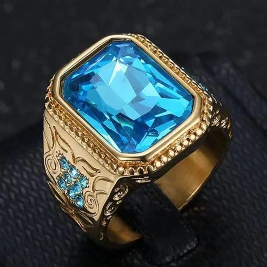 钛钢珐琅吊坠 中古重工男版同款钛钢不掉色蓝色--戒指/首饰