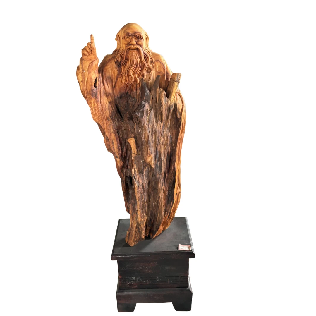 木雕工艺品摆件（46号老子）纯手工匠心技艺精细雕刻品