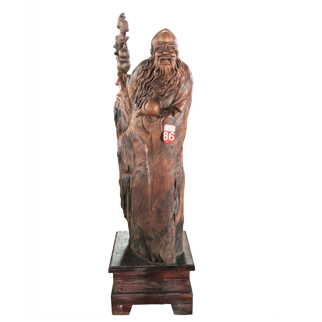 木雕工艺品摆件（寿星爷）纯手工匠心技艺精细雕刻品