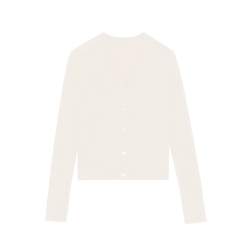 米白色字母印花羊绒羊毛针织开衫MI451141491