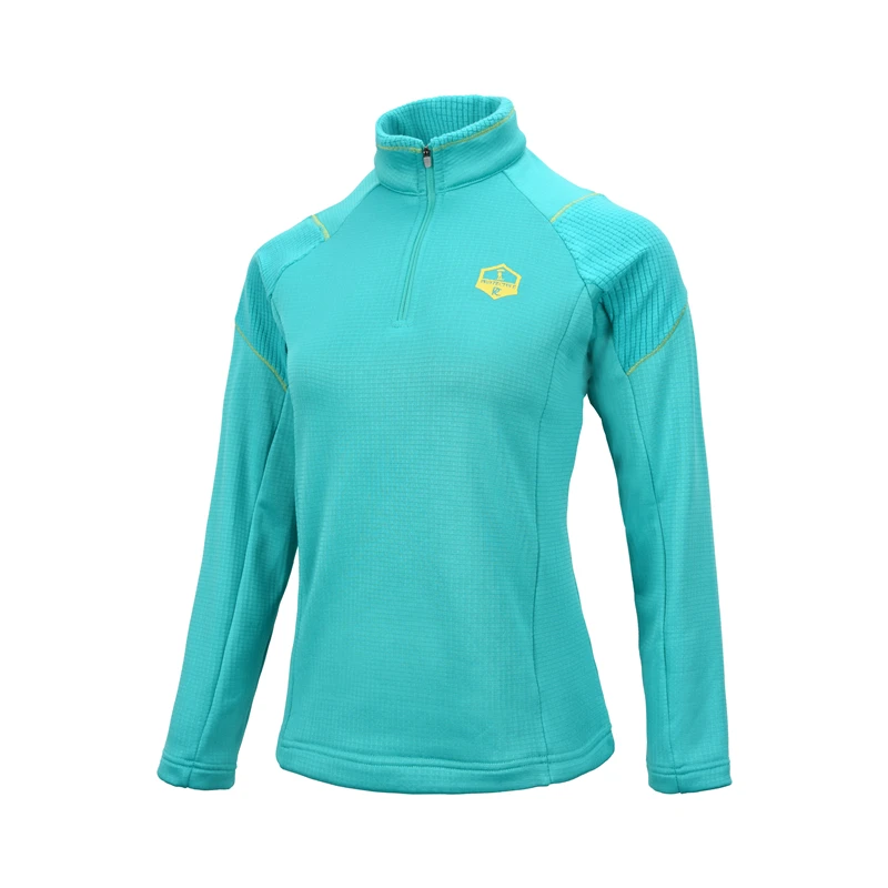 秋冬女生修身抓绒长袖T恤户外休闲舒适弹力立领半拉链保暖衣女款