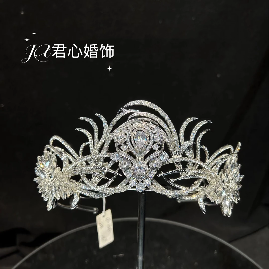 君心家 F252ETE铜锆王冠设计感小众新娘婚纱造型头饰韩式甜美皇冠