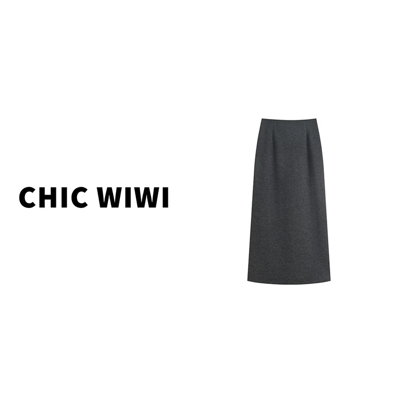 CHIC WIWI 秋冬新款通勤百搭裙加绒加厚直筒半身裙QZ027481