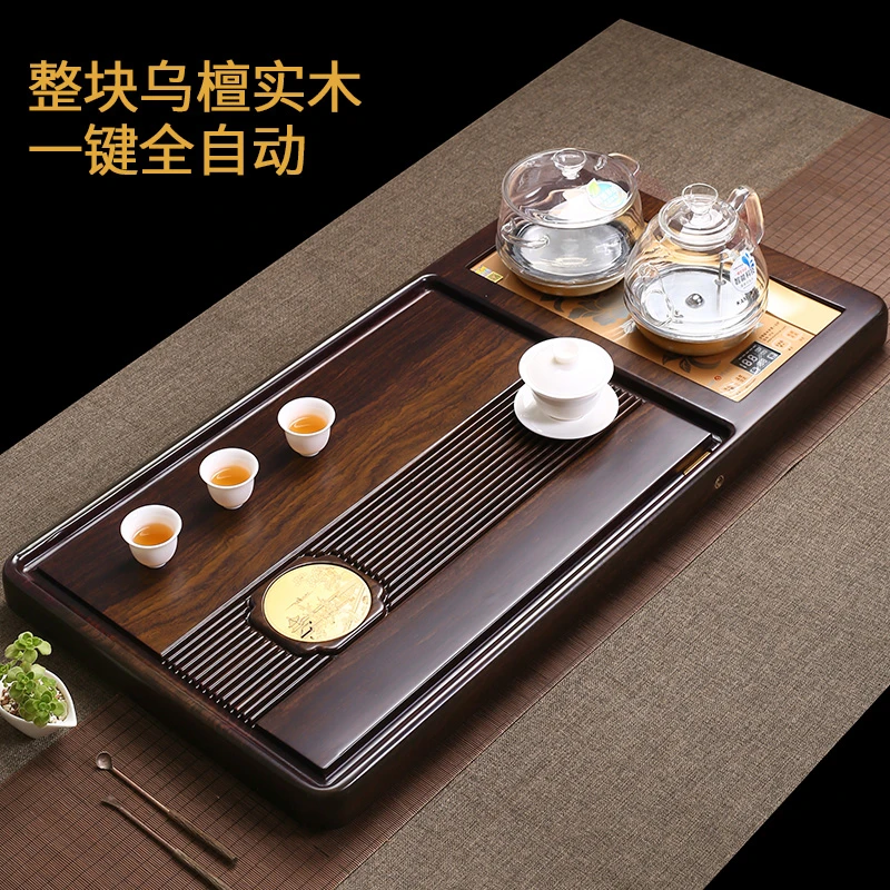 仁唐天然实木乌檀木电器款一体茶盘简约轻奢大气家用办公茶海悟道