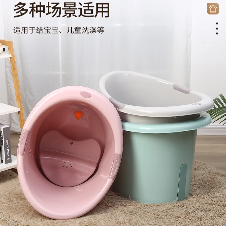 秋冬儿童浴桶浴盆宝宝泡澡桶家用加厚加大加高宝宝泡澡桶折叠泡脚