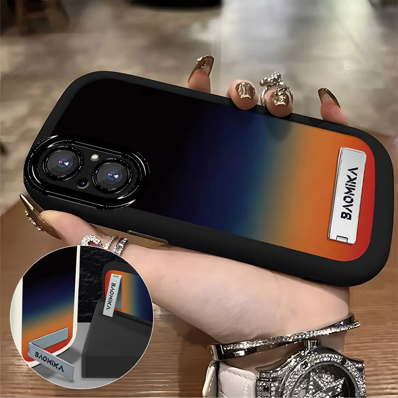 适用于【华为】Nova9SE新款简约黄蓝黑渐变网红支架手机壳