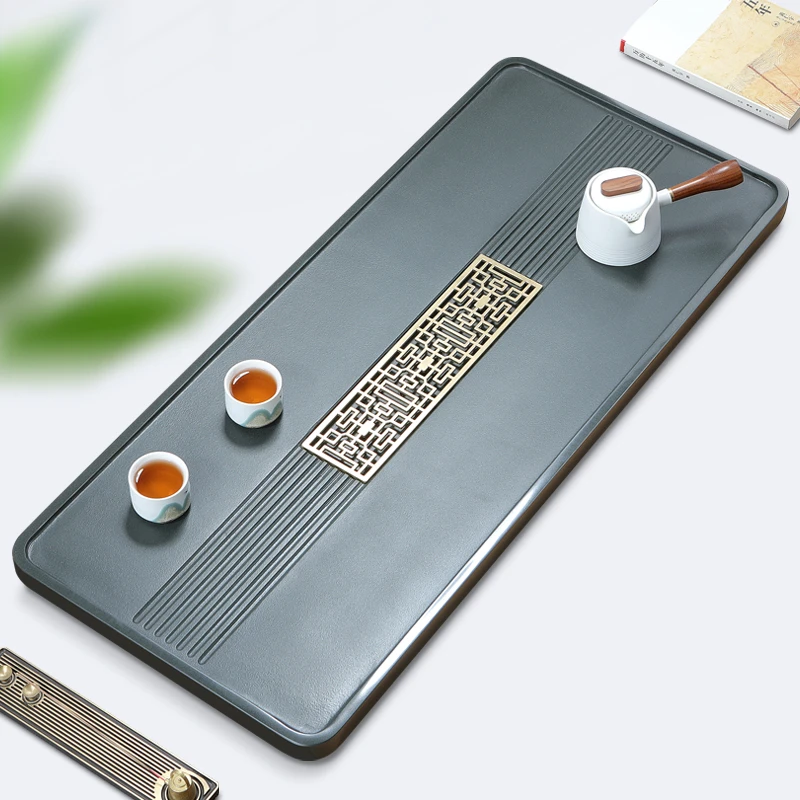天然天罗绿茶盘整块高端中式原石现代简约轻奢家用茶海大石茶盘
