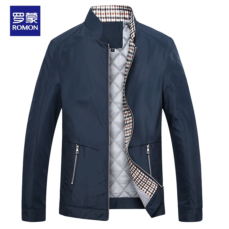 罗蒙男士2024秋冬季新款加棉夹克宽松立领夹克衫外套商务行政夹克
