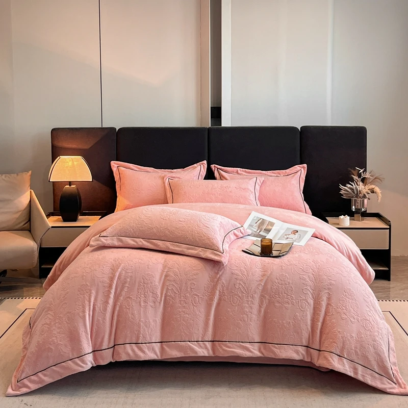 【沐梵家居】感恩特！高克重雕花织带拼接牛奶绒四件套！—艾莉亚