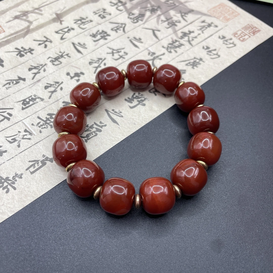 天然玉石 卡14老形珠单圈玉手串 多样性发货 拍一发一 M161