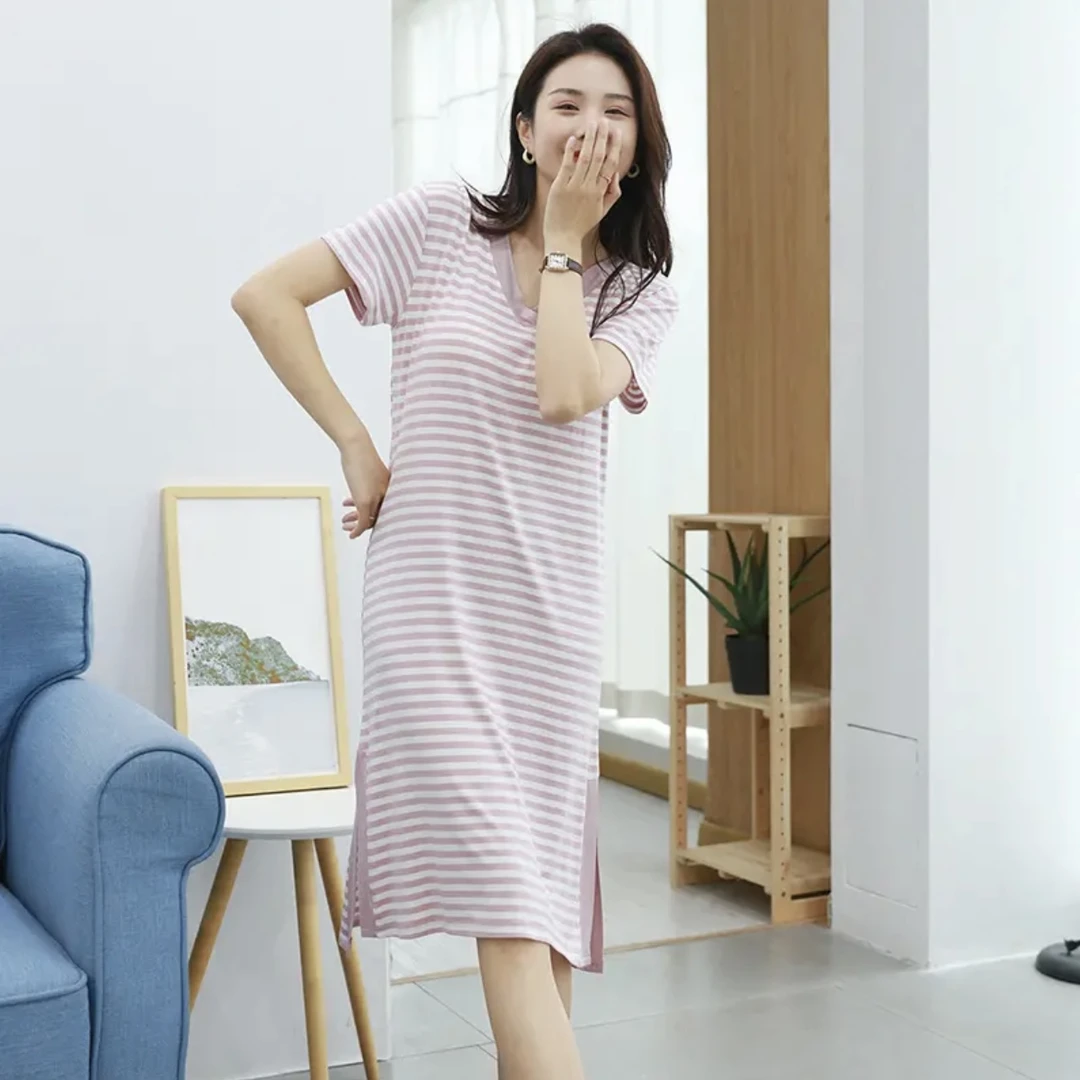 【MDL1】夏天莫代尔睡裙长款过膝女夏宽松棉绸裙子女神家居服