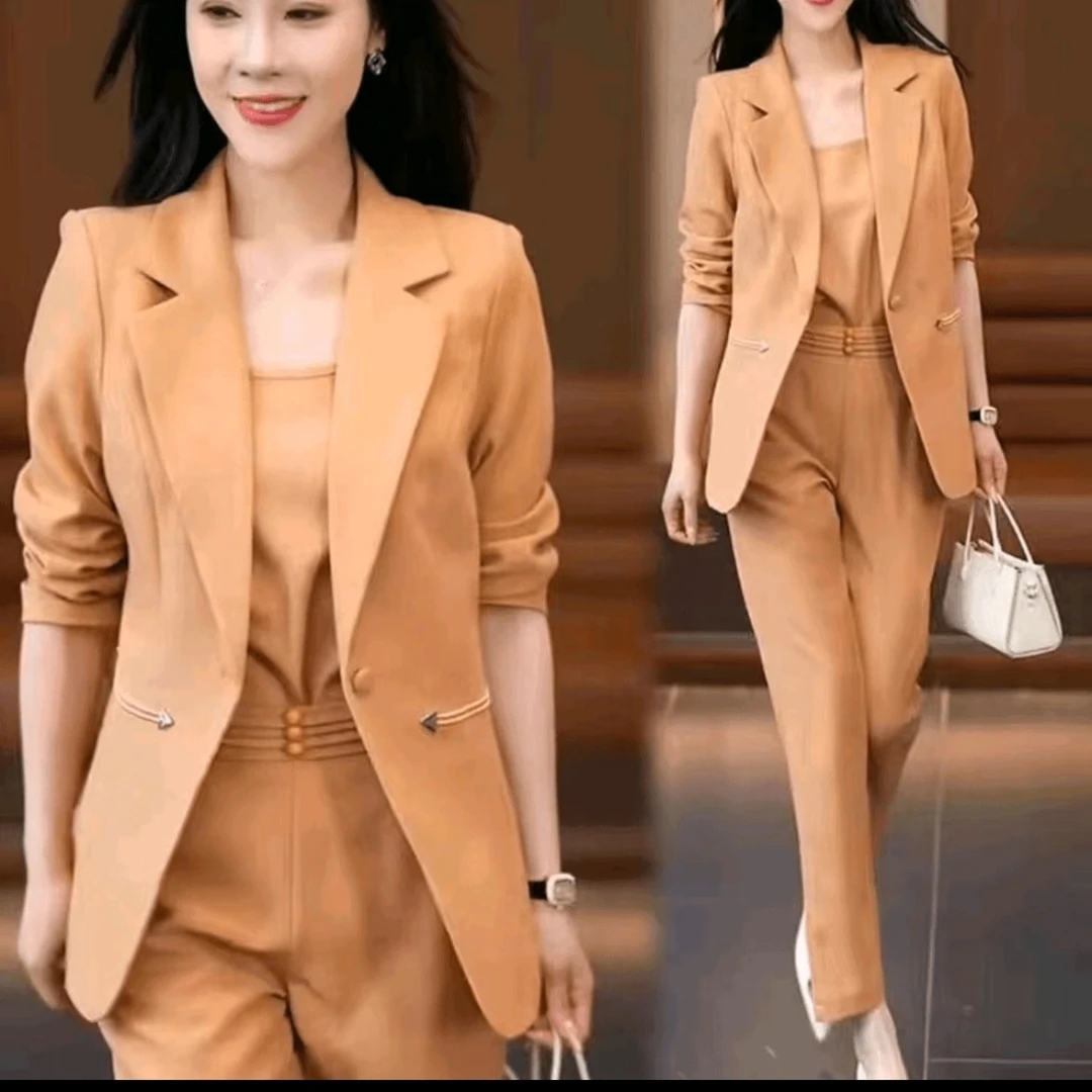 西服外套裤子三件套秋季2024新款气质西装套装女时尚国风显瘦8219