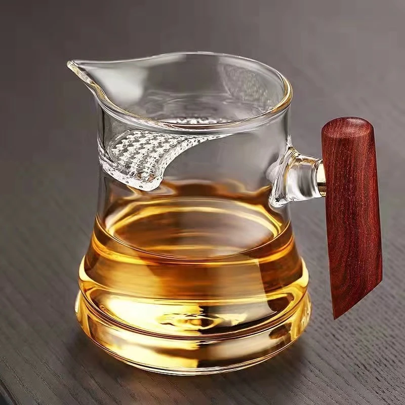 高档创意分茶加厚木把公道杯日式茶道绿茶月牙公杯大容量茶壶茶具