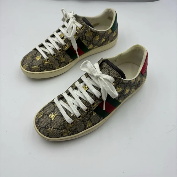 36码/gucci ace乌木色/无盒/氧化/9新/板鞋