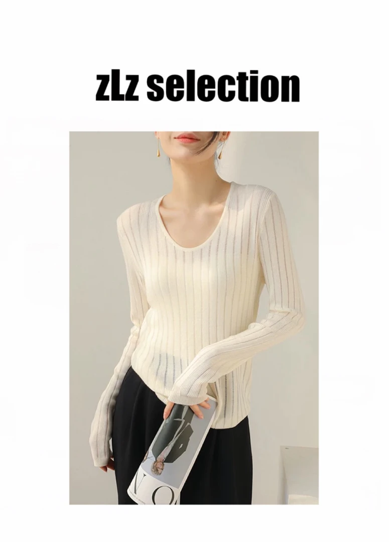 【zlz selection】新款精纺羊毛镂空上衣针织上衣