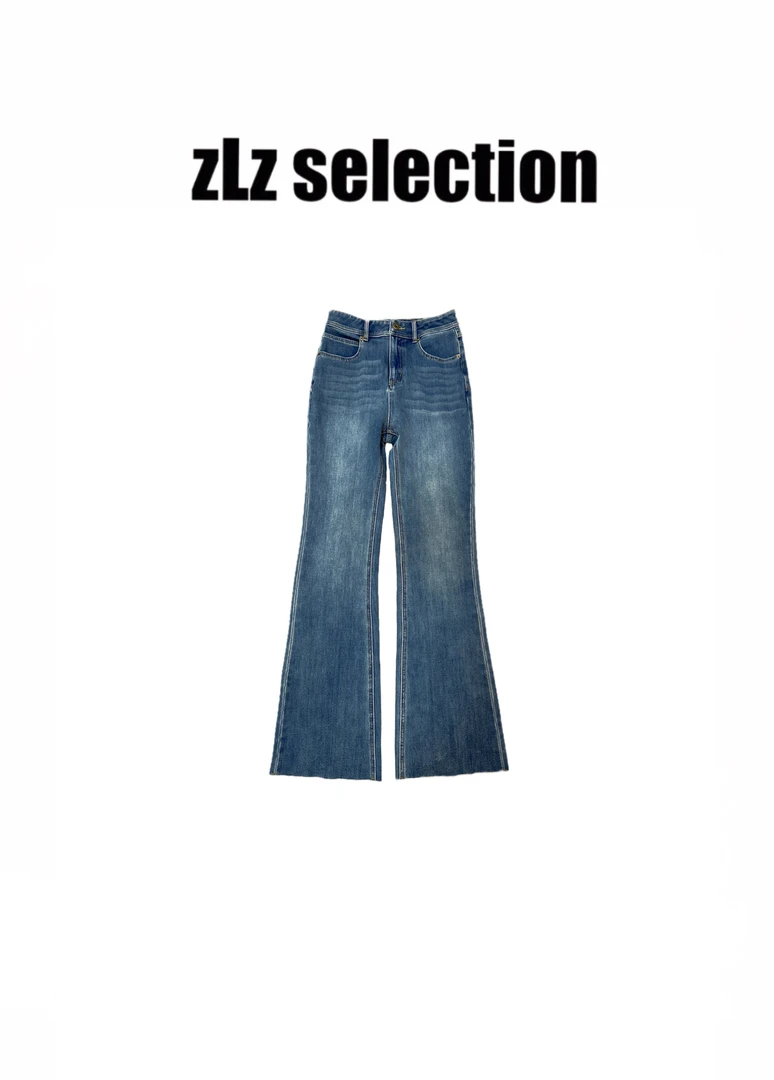 【zlz selection】高腰显瘦显腿长弹力直筒微辣牛仔裤