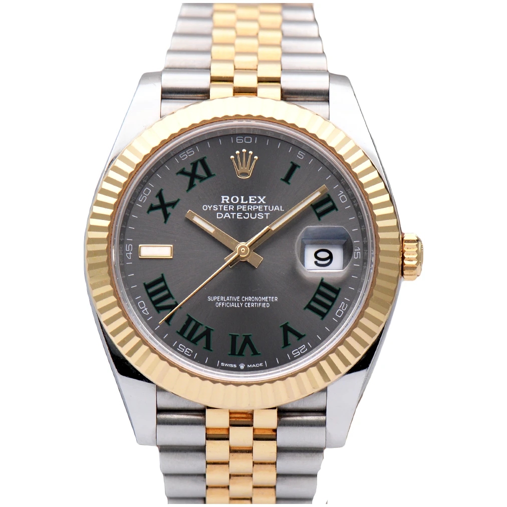 99新 Rolex/劳力士 全套/日志型126333间金绿萝41mm自动机械男表