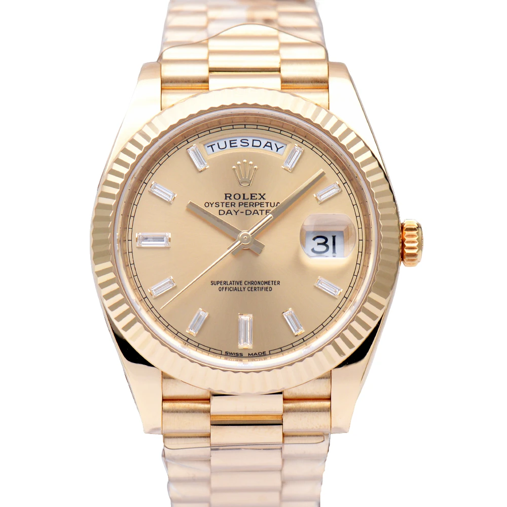 99新 Rolex/劳力士 星期日历型228238黄冰糖全金原钻40mm机械男表