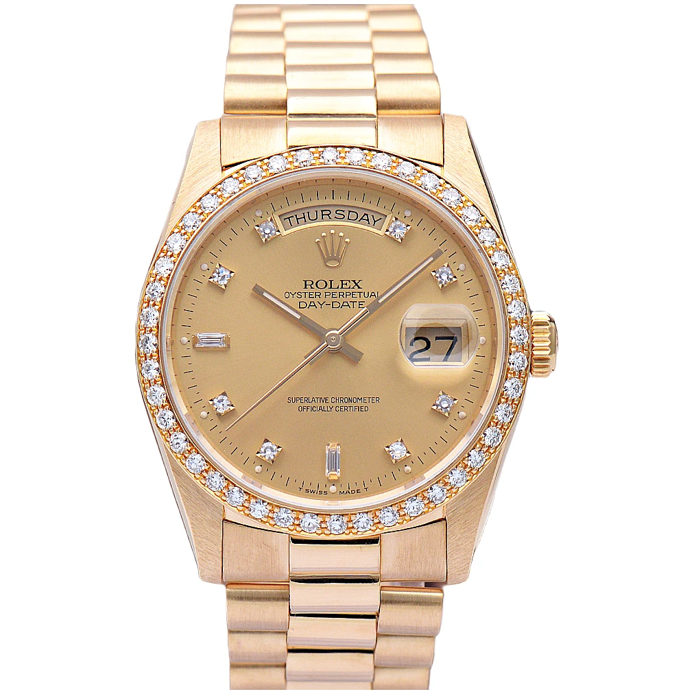 99新 Rolex/劳力士 星期日历型18348全黄金36mm自动机械男表