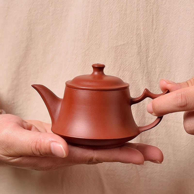 潮州手拉壶中式紫砂壶冲茶壶泡茶壶功夫茶具朱泥家用可倒立汉钟壶