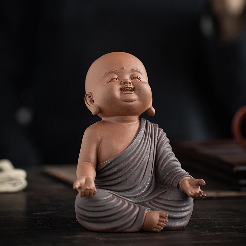 木客禅意小和尚紫砂茶宠摆件创意茶道人物装饰茶室茶桌复古摆设品