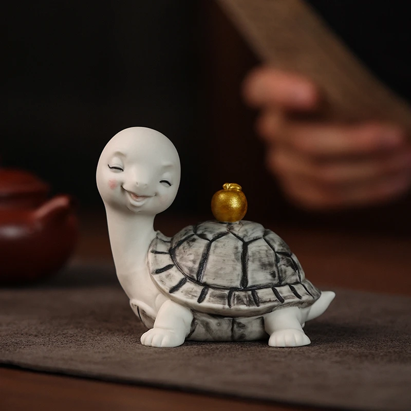 创意茶宠摆件可爱小乌龟茶趣茶玩可养动物平安龟客厅鱼缸盆栽装饰