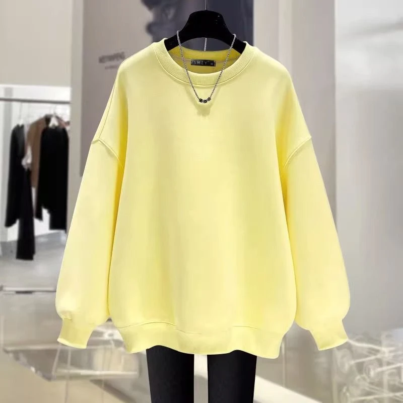 休闲外套日系港风圆领卫衣女秋冬季新款宽松慵懒风遮肚子上衣潮