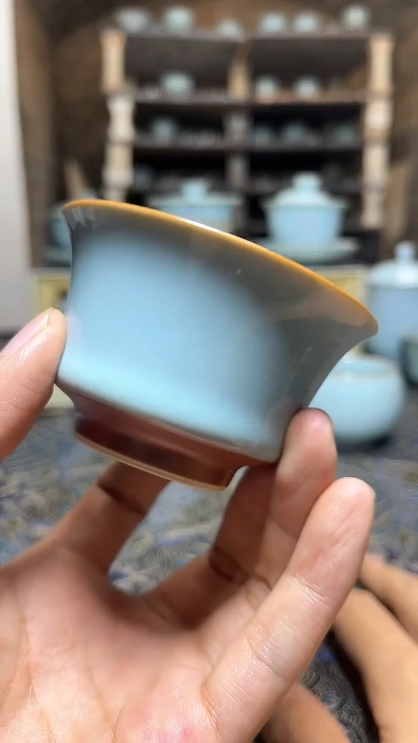 【闪购商品】杯汝州原产地汝瓷天青马蹄杯