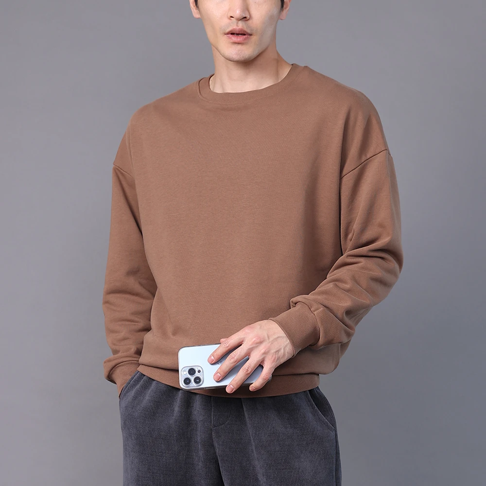 长袖卫衣2025新款保暖重磅宽松外套男圆领秋季纯棉加厚内搭春秋