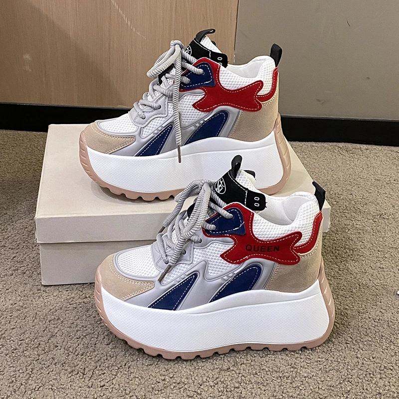 内增高10cm厚底老爹鞋女款2025秋季新款小个子松糕百搭透气阿甘鞋