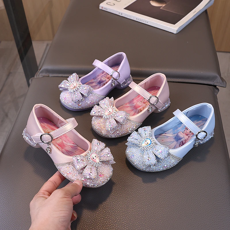 曙尼豪女童公主鞋2025春秋新款女孩高跟鞋宝宝水晶鞋学校演出皮鞋