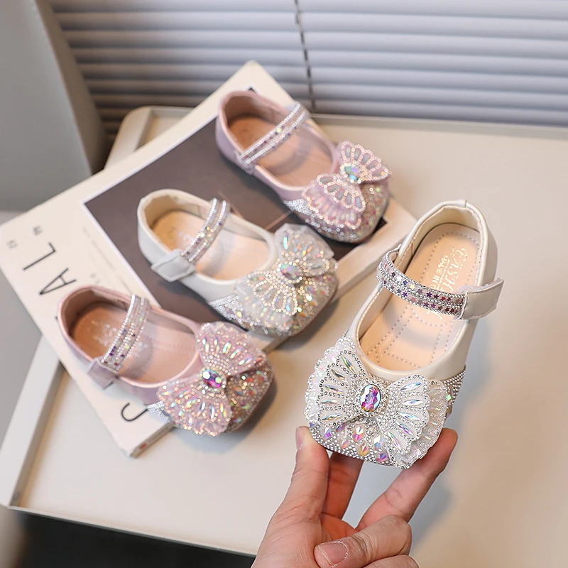 曙尼豪儿童水晶鞋女童公主鞋2025春秋新款宝宝软底小皮鞋闪亮时尚