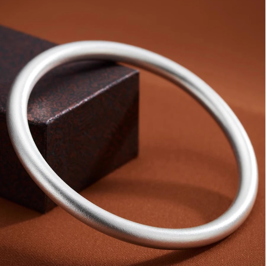 足银手镯 【K21】足银9999古法素圈实心闭口款中式古风镯子