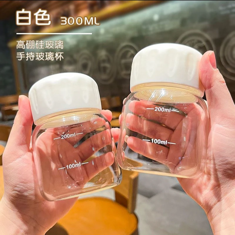 网红高颜值小清新耐高温高硼硅玻璃胖胖杯随身便携小巧手持水杯