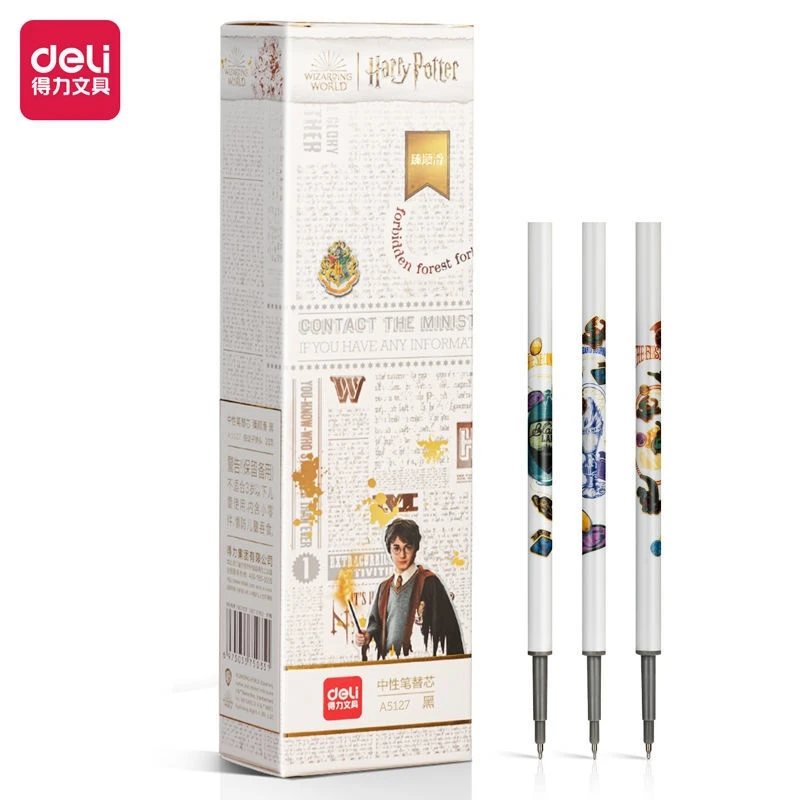 得力A5127哈利波特按动速干0.5加强型针管头中性笔芯学生签字笔芯