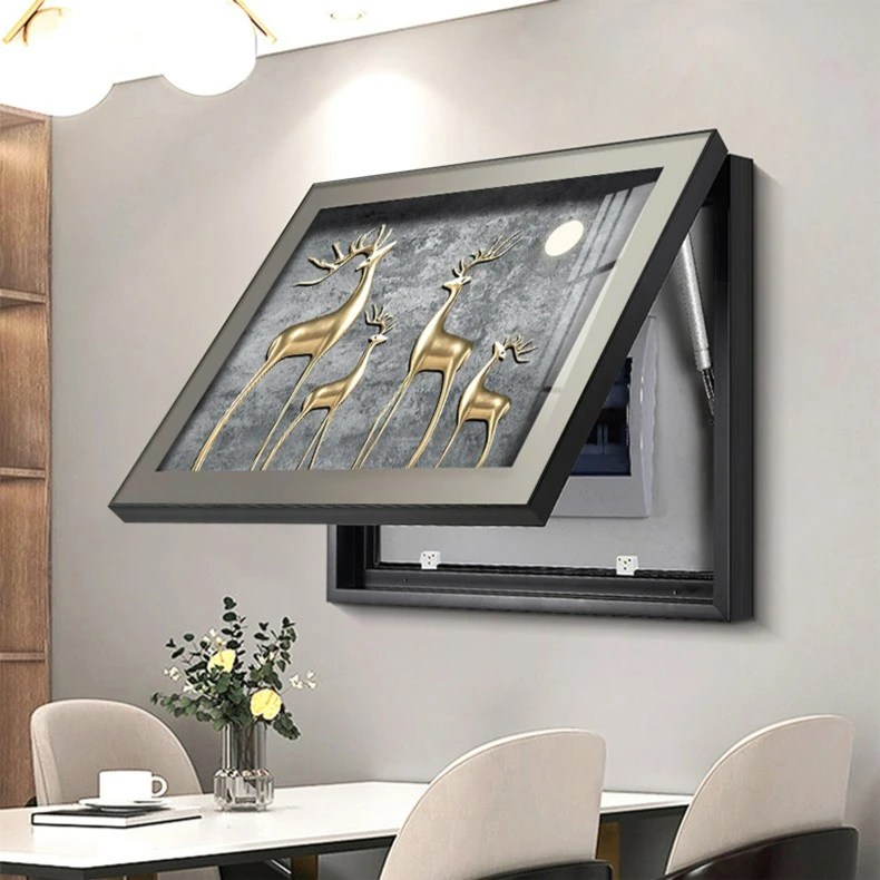 电表箱装饰画麋鹿弱电强电箱简约配电遮挡壁画电闸电表盒挂画客厅
