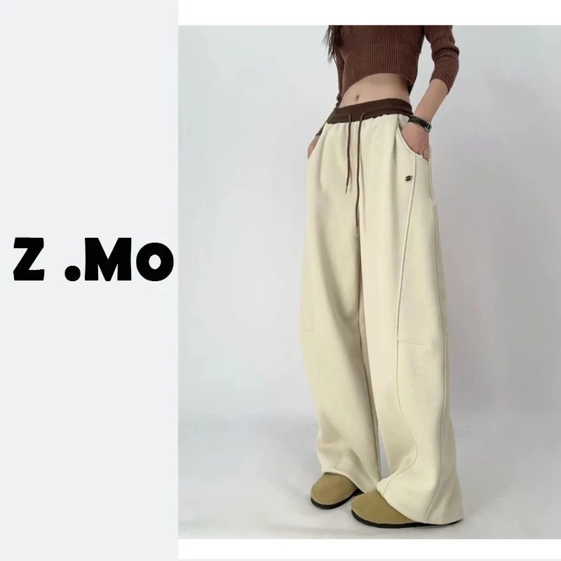 【拼色弯刀裤】东大门慵懒风加绒保暖香蕉裤休闲长裤