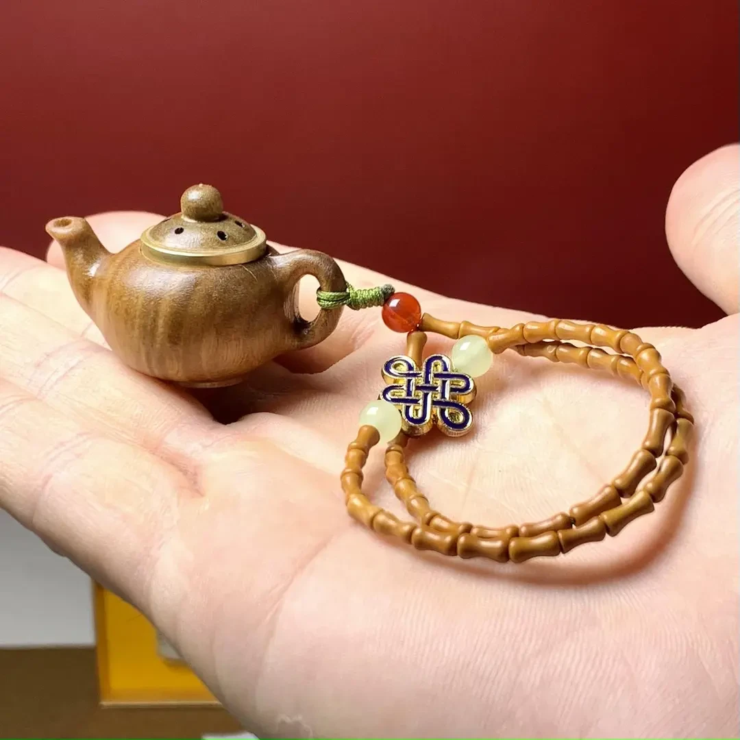 绿檀把把壶 挂件手把件+橄榄核竹节 非遗工艺 拍下送盘玩袋+香丸